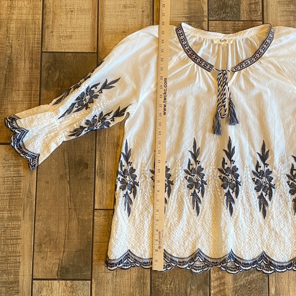 Key Mi White Blouse with Navy and white Embroidery - Picture 11 of 11